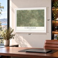 La Moca Ranch, Texas map, 18 x 24 inch print in a white frame in a home office