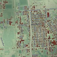 Second close-up of the map of La Porte, Texas print showing more streets and buildings