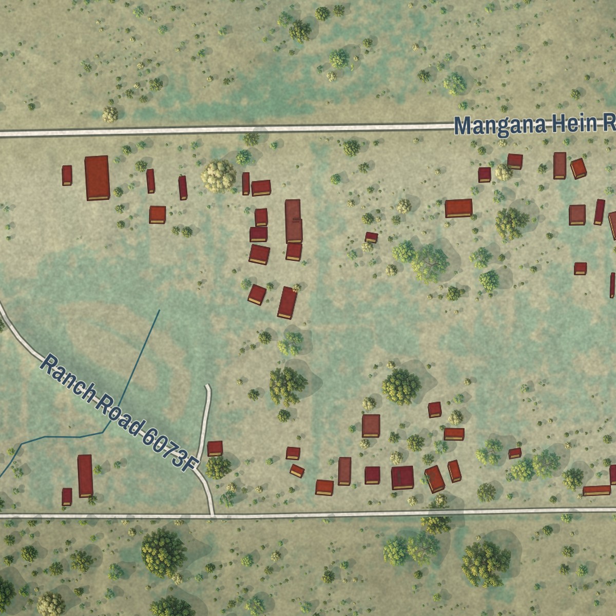 Second close-up of the map of La Presa, Texas print showing more streets and buildings