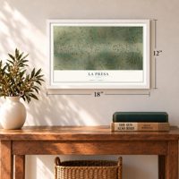 La Presa, Texas map, 12 x 18 inch print in a white frame in an entryway