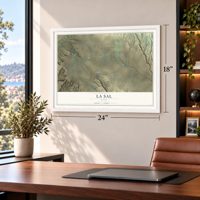 La Sal, Utah map, 18 x 24 inch print in a white frame in a home office