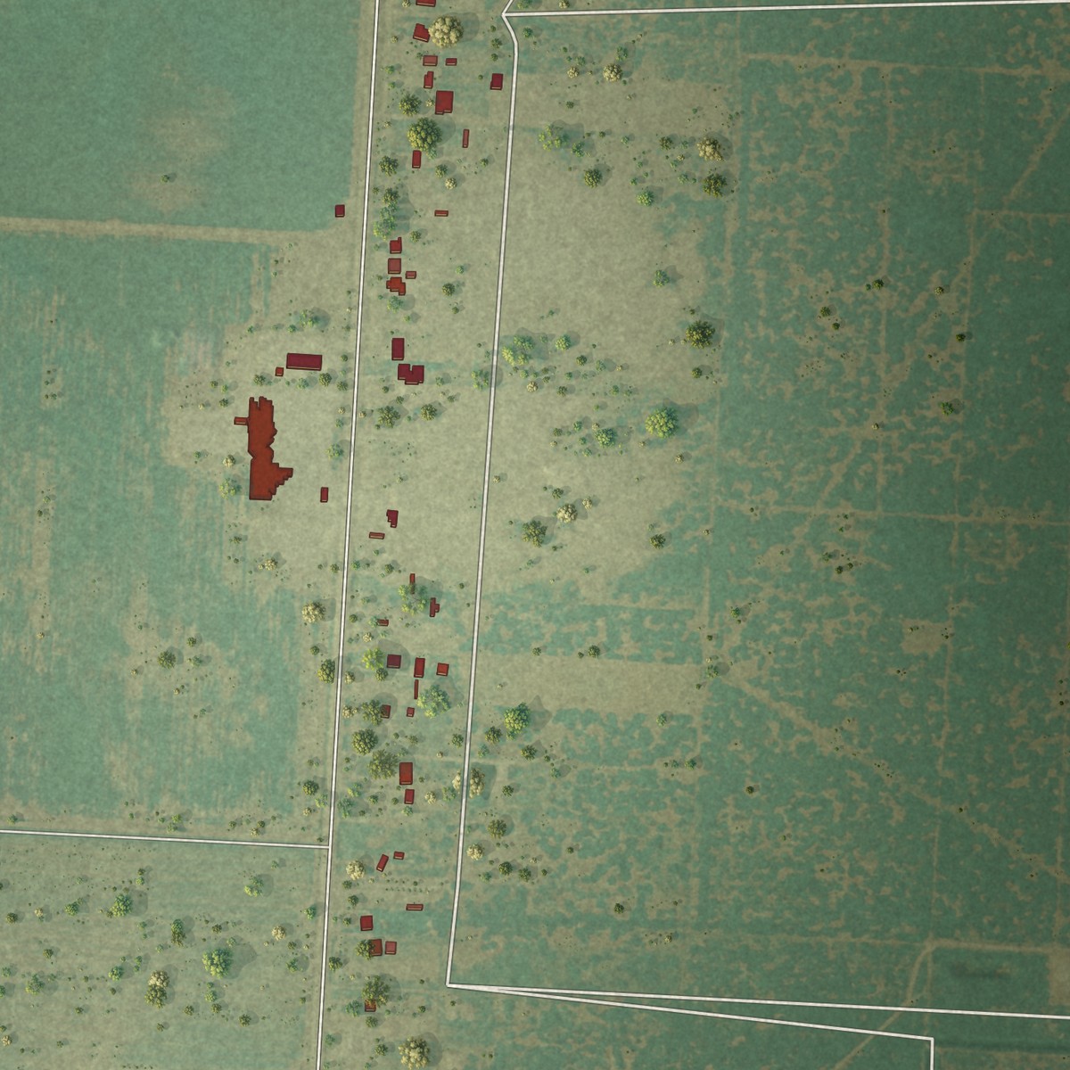 Second close-up of the map of La Tina Ranch, Texas print showing more streets and buildings