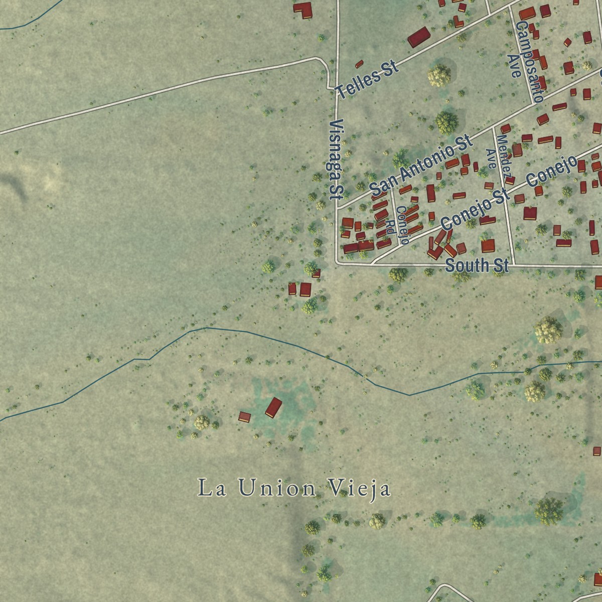 Second close-up of the map of La Union, New Mexico print showing more streets and buildings