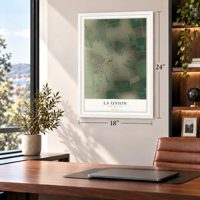 La Union, New Mexico map, 18 x 24 inch print in a white frame in a home office