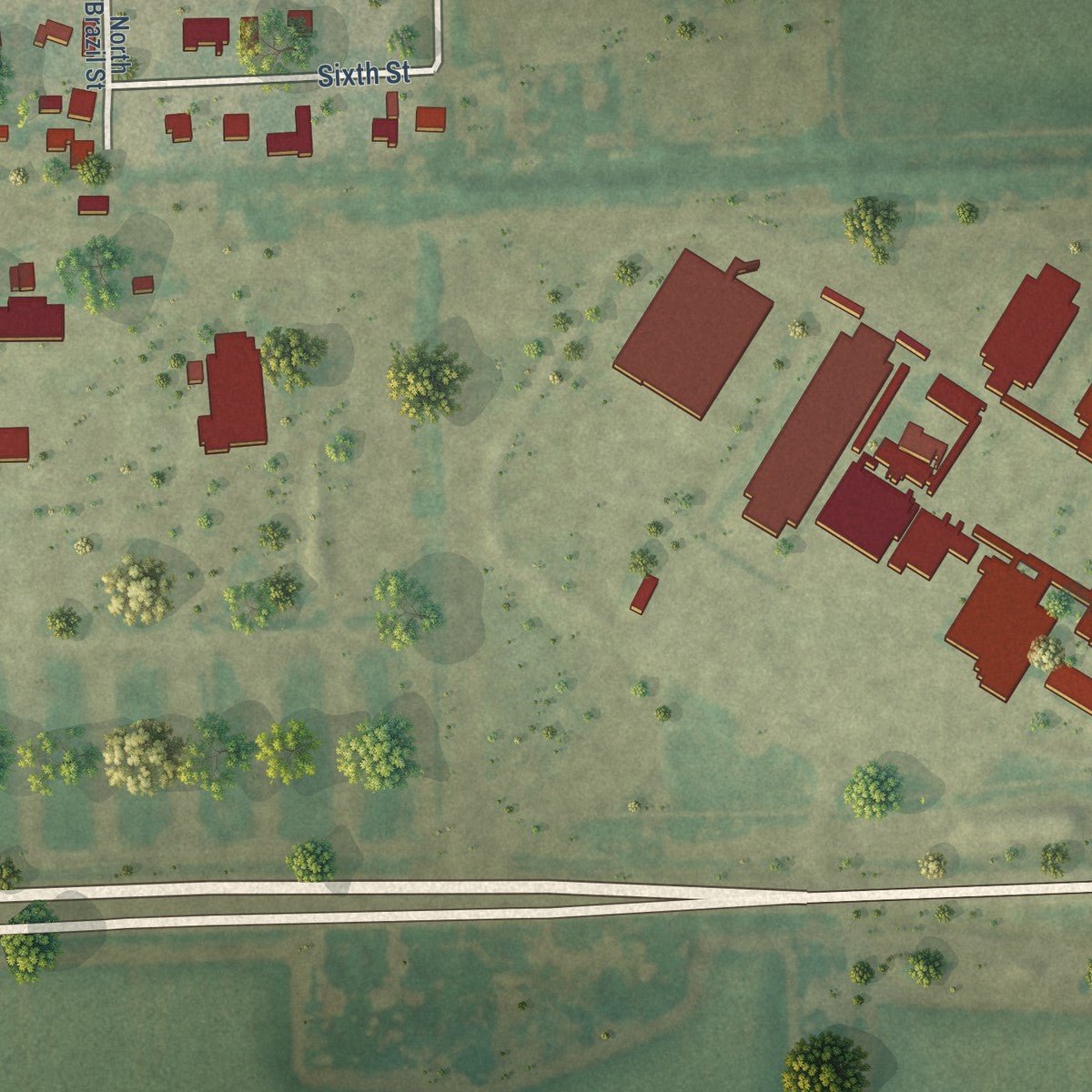 Second close-up of the map of La Villa, Texas print showing more streets and buildings