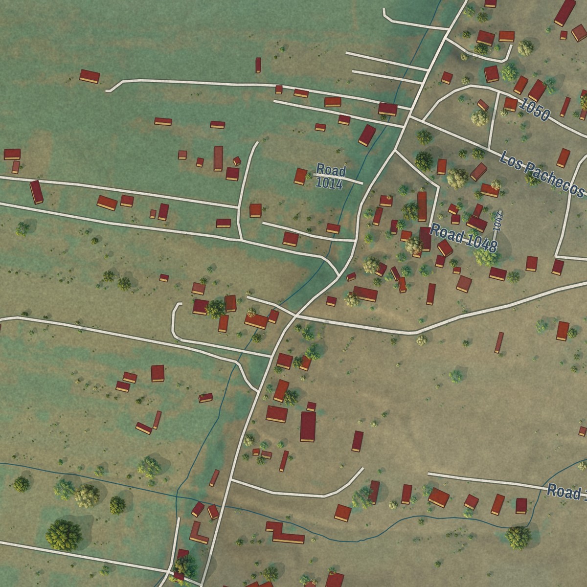 Second close-up of the map of La Villita, New Mexico print showing more streets and buildings