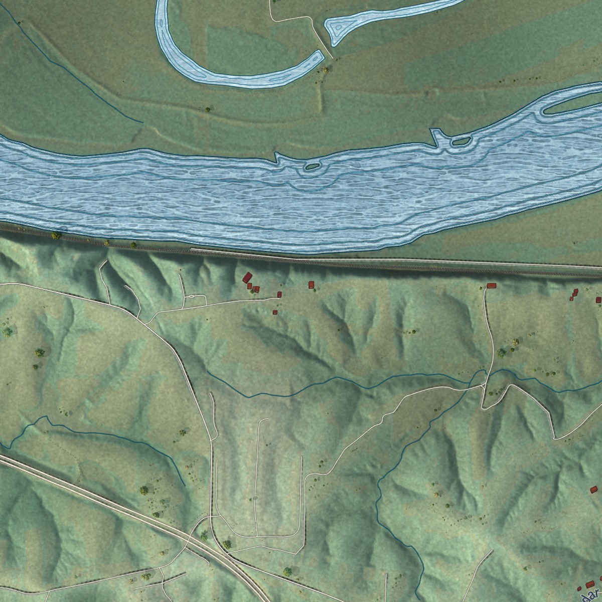 Second close-up of the map of Labadie, Missouri print showing more streets and buildings