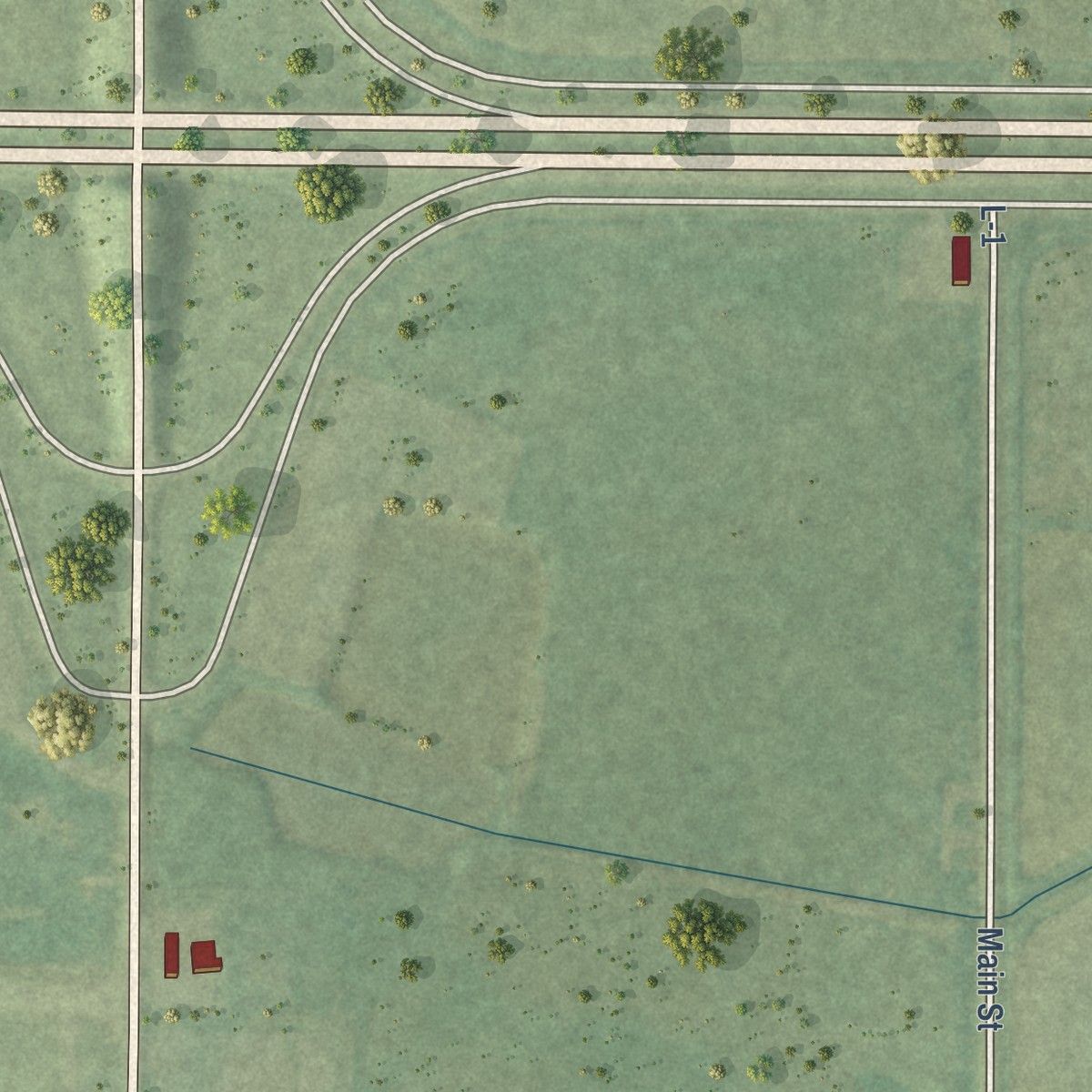 Second close-up of the map of Lacassine, Louisiana print showing more streets and buildings