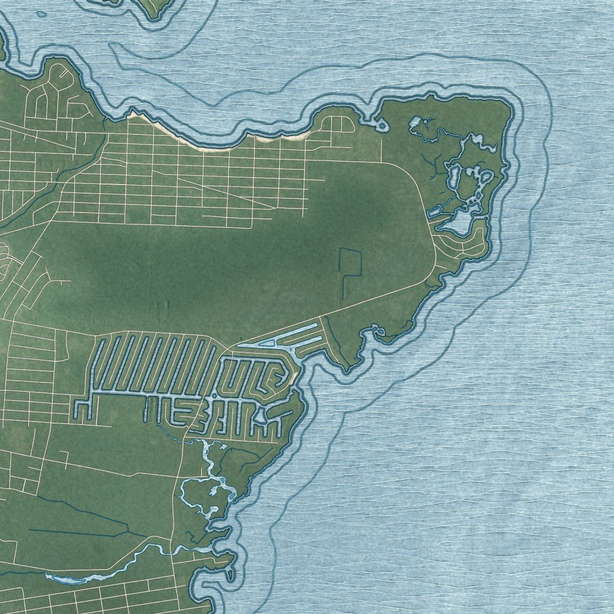 Second close-up of the map of Lacey, New Jersey print showing more streets and buildings