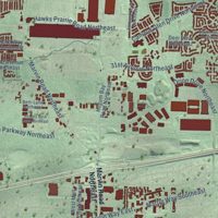 Second close-up of the map of Lacey, Washington print showing more streets and buildings