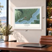 Laclede, Idaho map, 18 x 24 inch print in a white frame in a home office