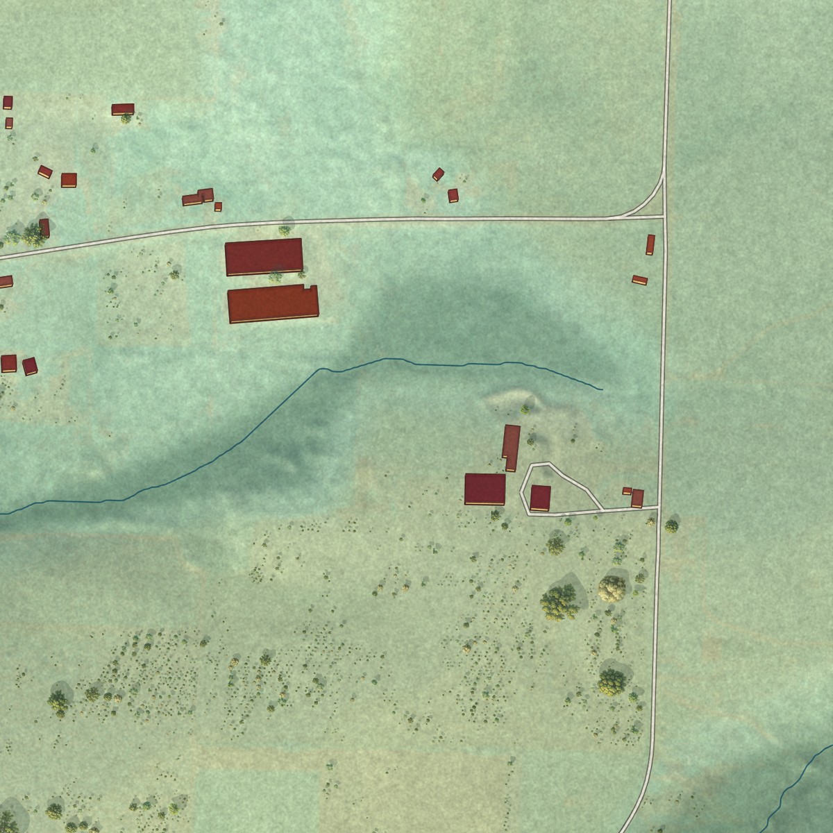Second close-up of the map of Lacomb, Oregon print showing more streets and buildings