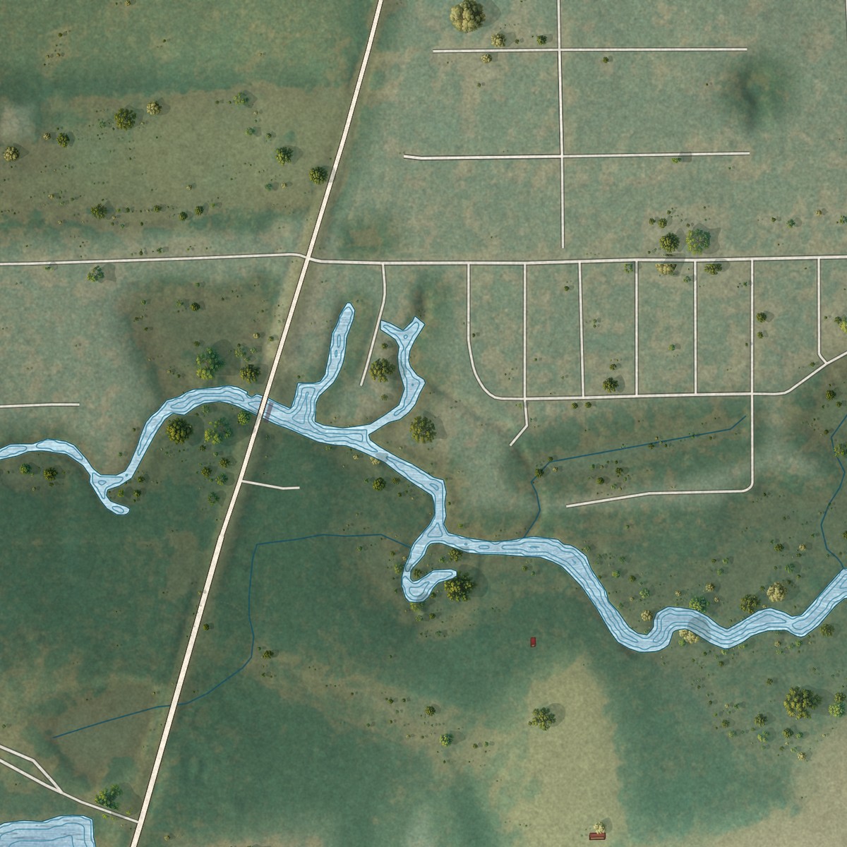 Second close-up of the map of Lacoochee, Florida print showing more streets and buildings