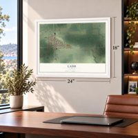 Ladd, Illinois map, 18 x 24 inch print in a white frame in a home office