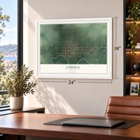 Ladoga, Indiana map, 18 x 24 inch print in a white frame in a home office