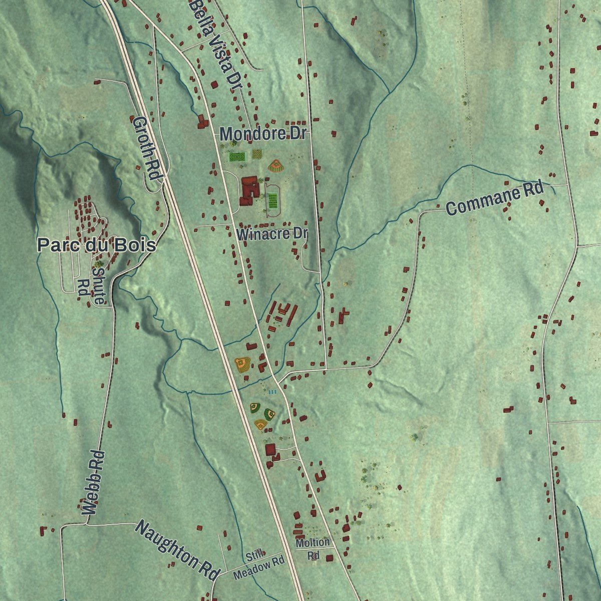 Second close-up of the map of LaFayette, New York print showing more streets and buildings