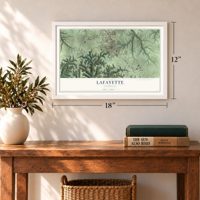 Lafayette, Tennessee map, 12 x 18 inch print in a white frame in an entryway