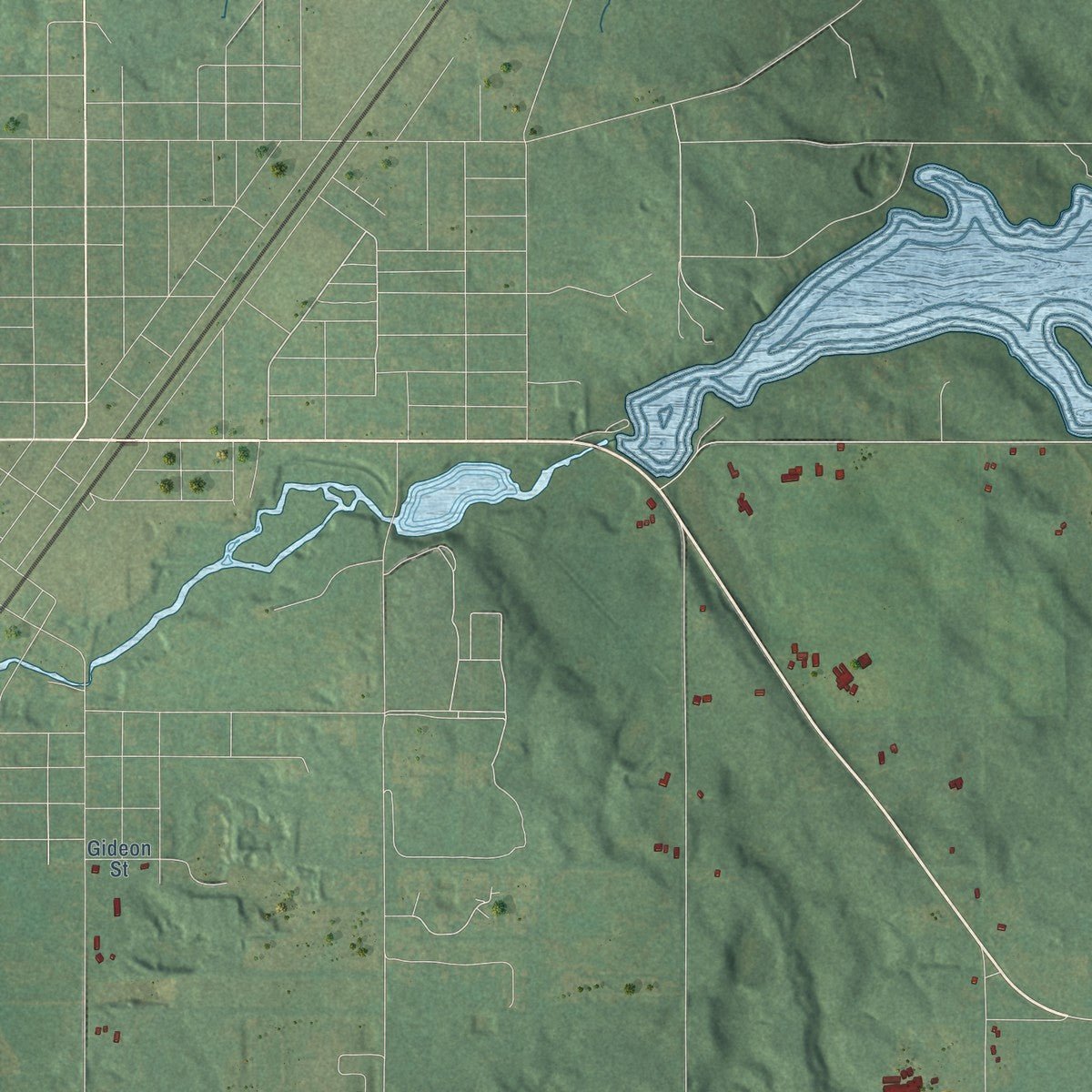 Second close-up of the map of LaGrange, Michigan print showing more streets and buildings