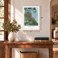 Laguna Vista, Texas map, 12 x 18 inch print in a white frame in an entryway
