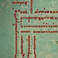 Second close-up of the map of Lahoma, Oklahoma print showing more streets and buildings
