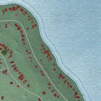 Second close-up of the map of Lake Almanor West, California print showing more streets and buildings