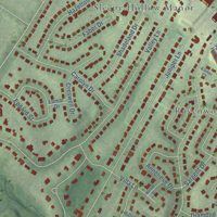 Second close-up of the map of Lake Barcroft, Virginia print showing more streets and buildings