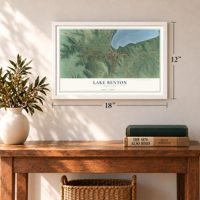 Lake Benton, Minnesota map, 12 x 18 inch print in a white frame in an entryway