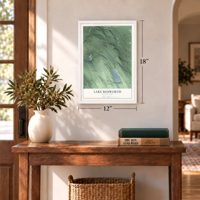Lake Bosworth, Washington map, 12 x 18 inch print in a white frame in an entryway