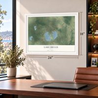 Lake Bryan, Texas map, 18 x 24 inch print in a white frame in a home office