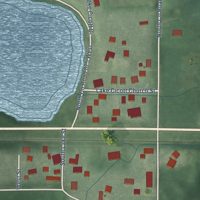 Second close-up of the map of Lake Cicott, Indiana print showing more streets and buildings