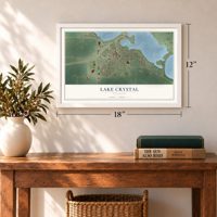 Lake Crystal, Minnesota map, 12 x 18 inch print in a white frame in an entryway