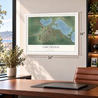 Lake Crystal, Minnesota map, 18 x 24 inch print in a white frame in a home office