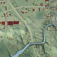 Second close-up of the map of Lake Delton, Wisconsin print showing more streets and buildings