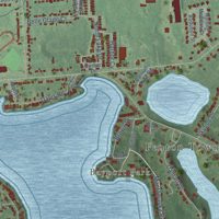 Second close-up of the map of Lake Fenton, Michigan print showing more streets and buildings
