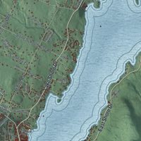 Second close-up of the map of the Town of Lake George, New York print showing more streets and buildings