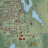 Second close-up of the map of Lake Helen, Florida print showing more streets and buildings