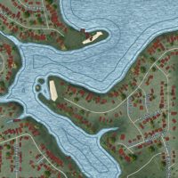 Second close-up of the map of Lake Holiday, Illinois print showing more streets and buildings