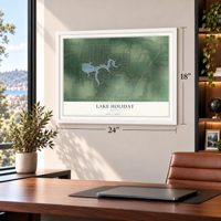 Lake Holiday, Indiana map, 18 x 24 inch print in a white frame in a home office