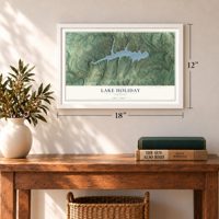 Lake Holiday, Virginia map, 12 x 18 inch print in a white frame in an entryway