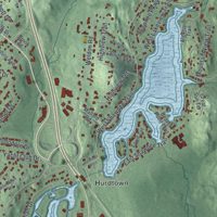 Second close-up of the map of Lake Hopatcong, New Jersey print showing more streets and buildings