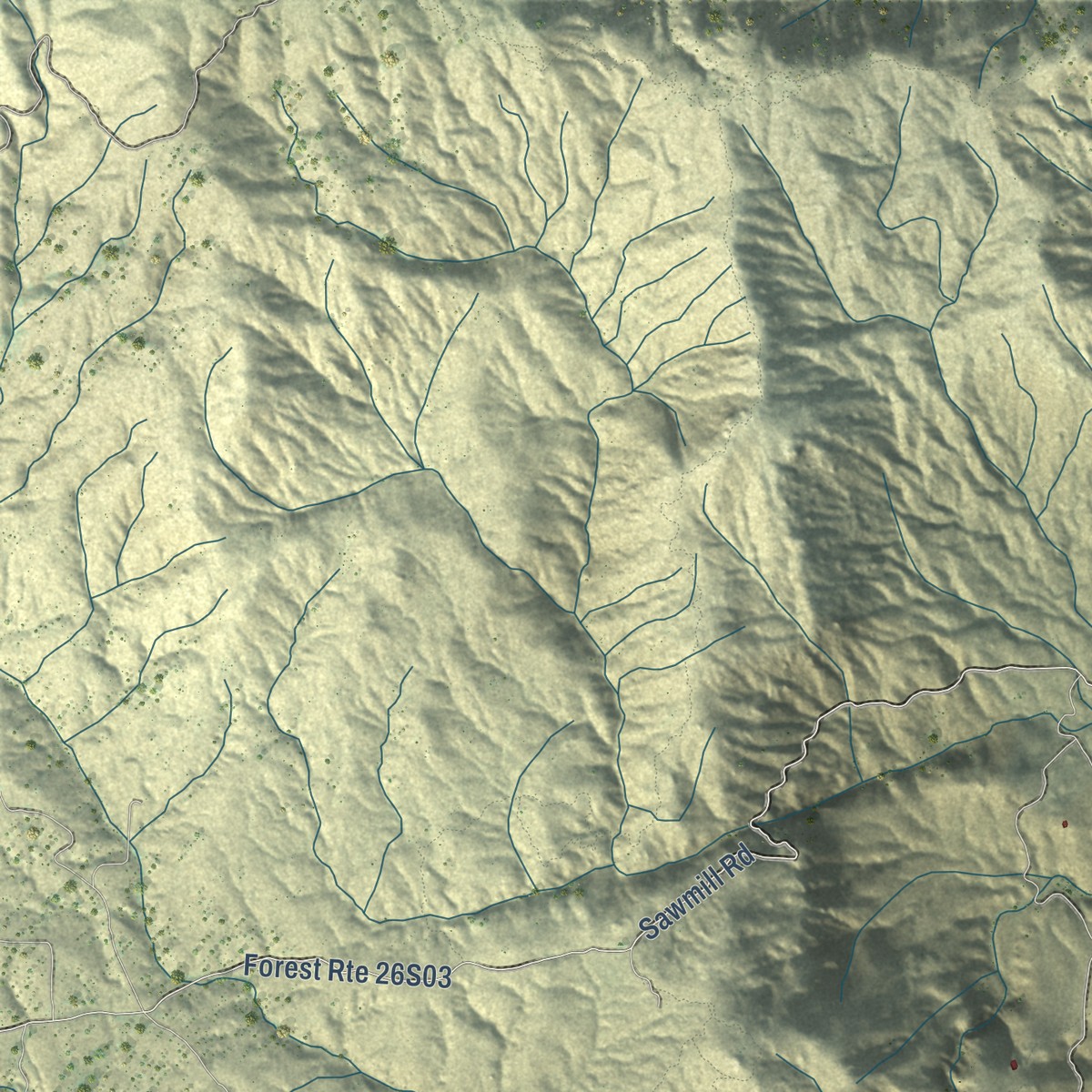 Second close-up of the map of Lake Isabella, California print showing more streets and buildings
