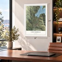 Lake Isabella, California map, 18 x 24 inch print in a white frame in a home office