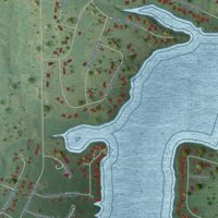 Second close-up of the map of Lake Isabella, Michigan print showing more streets and buildings