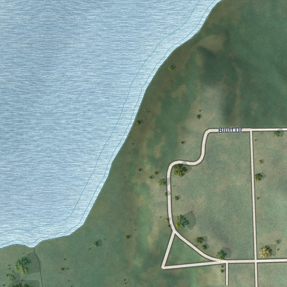 Second close-up of the map of Lake Ivanhoe, Wisconsin print showing more streets and buildings