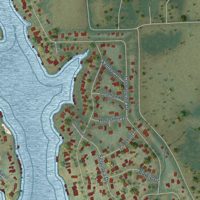 Second close-up of the map of Lake Kiowa, Texas print showing more streets and buildings