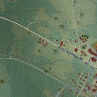 Second close-up of the map of Lake, Mississippi print showing more streets and buildings