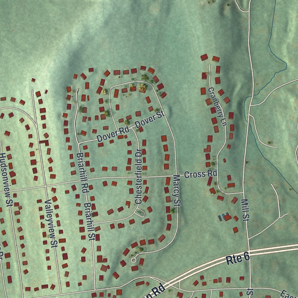 Second close-up of the map of Lake Mohegan, New York print showing more streets and buildings
