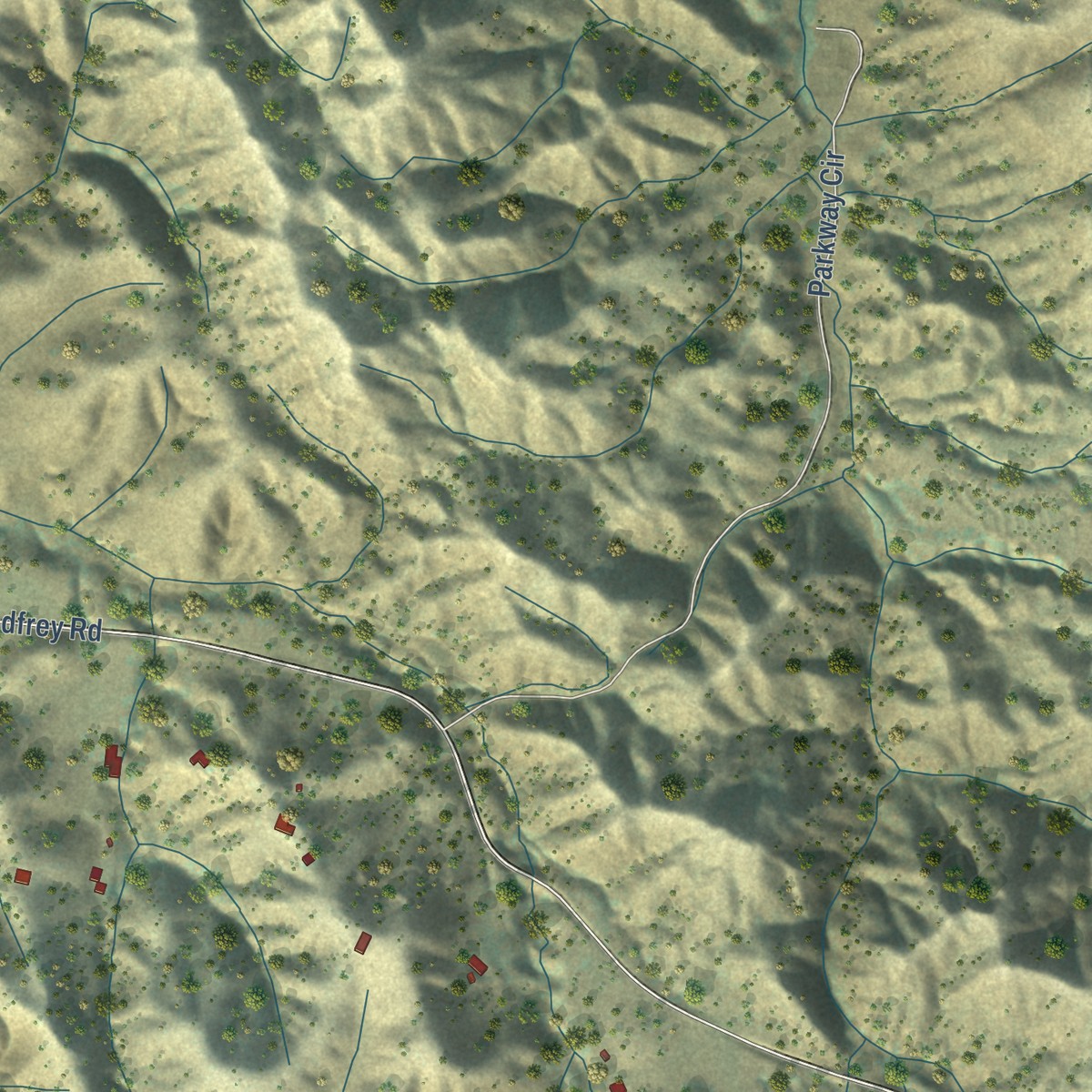 Second close-up of the map of Lake Nacimiento, California print showing more streets and buildings
