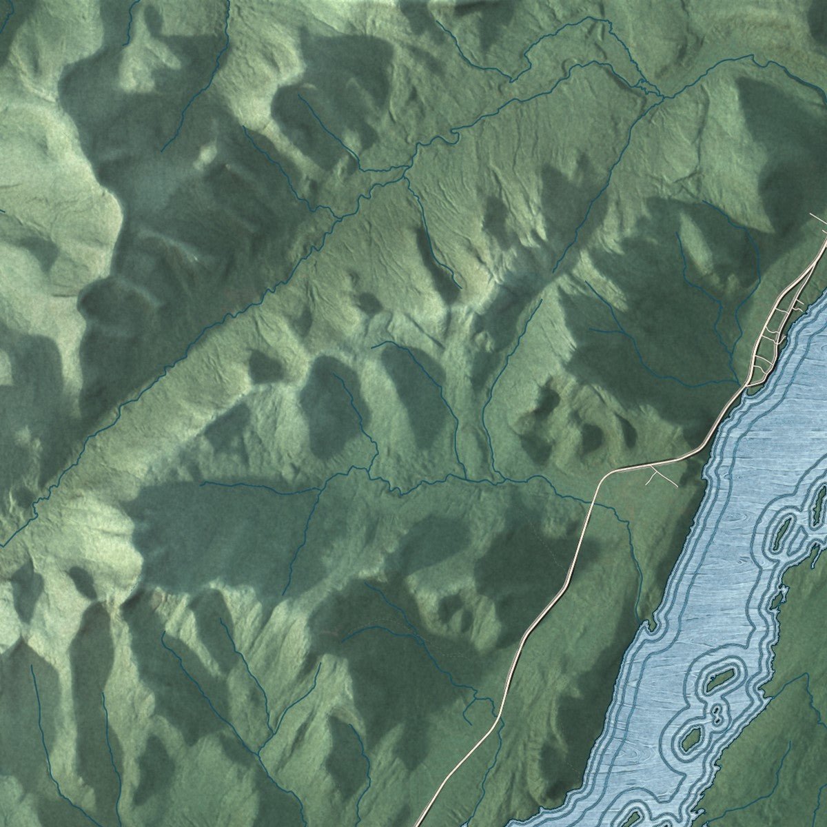 Second close-up of the map of Lake Pleasant, New York print showing more streets and buildings