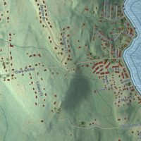 Second close-up of the map of Lake Pocotopaug, Connecticut print showing more streets and buildings